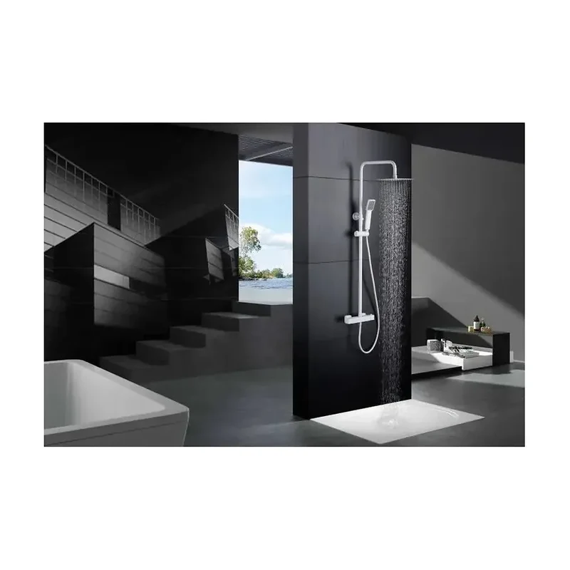 Barra de ducha termostática hecha de acero inoxidable con acabado blanco mate Art de Imex