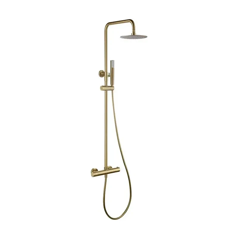 Barra de ducha termostática de acero inoxidable con acabado oro cepillado Genova de Imex