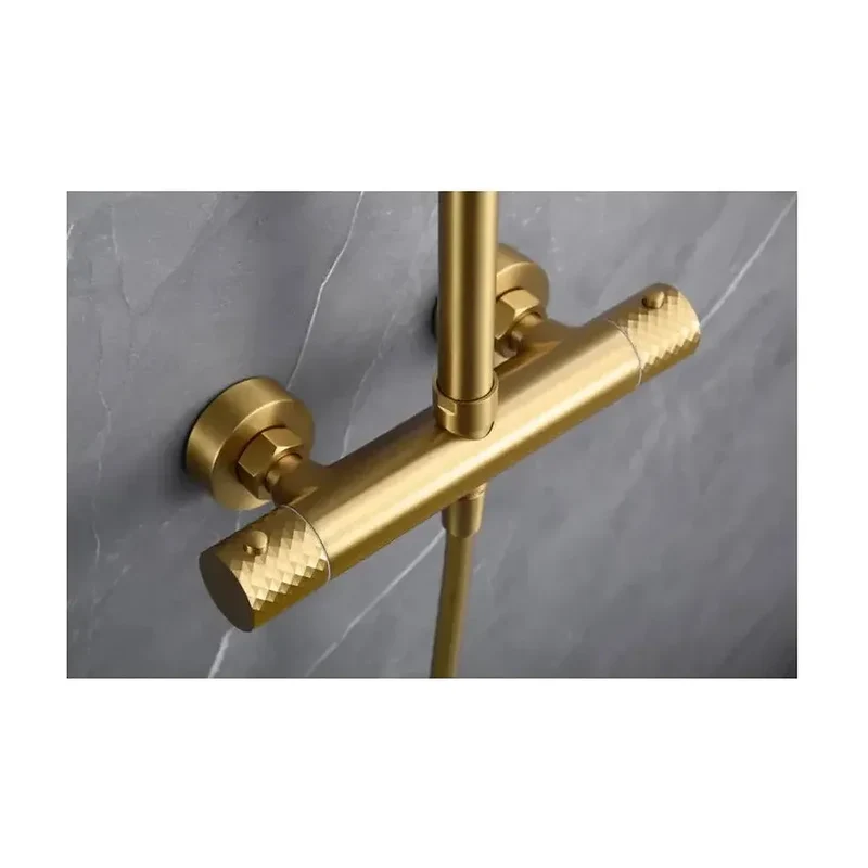 Barra de ducha termostática de acero inoxidable con acabado oro cepillado Genova de Imex