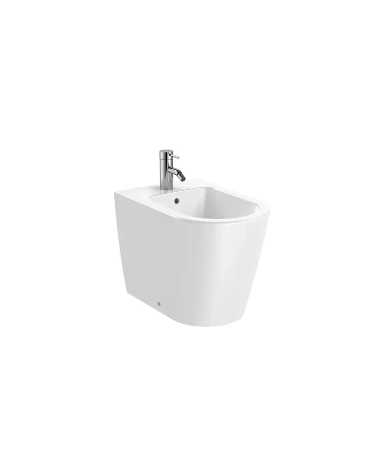 Bidet con un agujero para grifería de 37 cm fabricado en porcelana de color blanco Inspira Round Roca