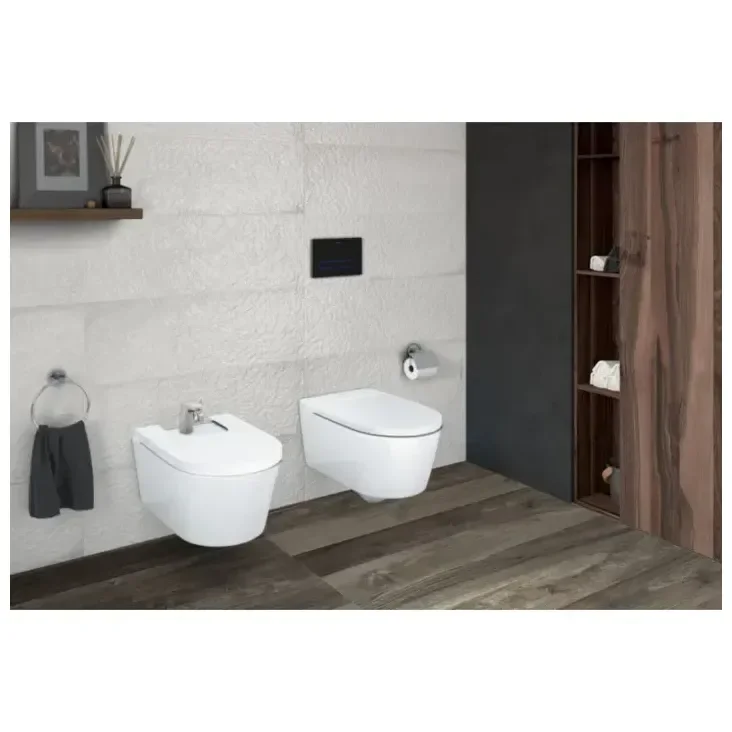 Bidet con un agujero para grifería de 37 cm fabricado en porcelana de color blanco Inspira Round Roca