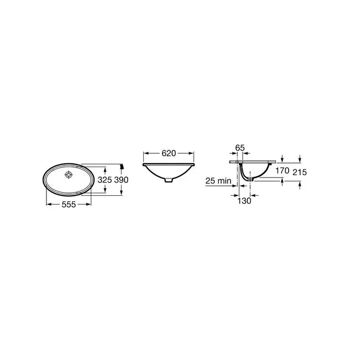 Roca Grand Berna A327899000 – Lavabo Bajo Encimera, Blanco, 42 cm