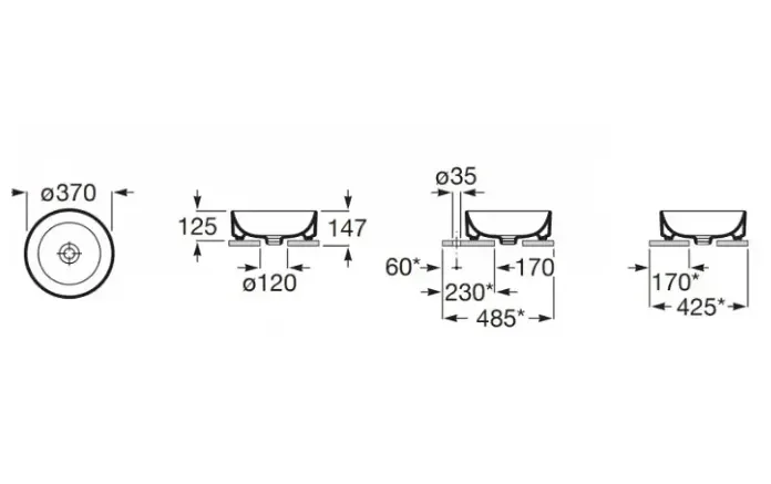 Roca Ona A32768J000 – Lavabo Sobre Encimera, Blanco