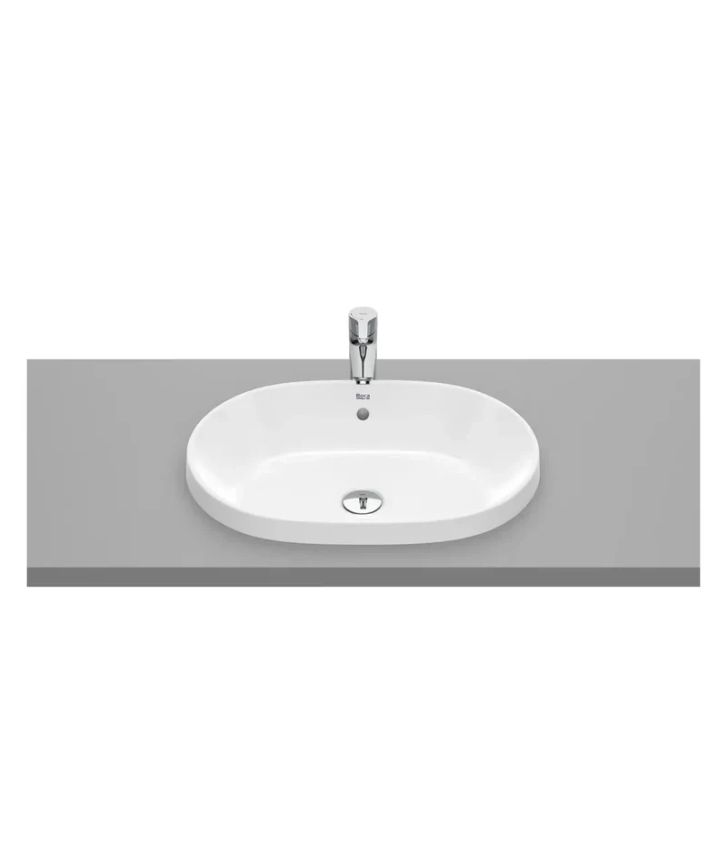 Lavabo encastrado de 55 cm con un diseño oval en acabado color blanco Round Roca