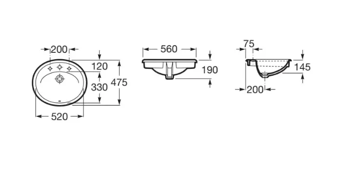 Roca Java A327863000 – Lavabo Sobre Encimera, Blanco, 56 cm