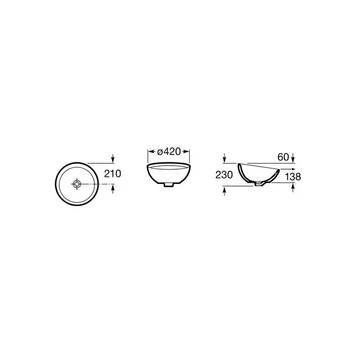 Roca Bol A327876000 – Lavabo Sobre Encimera, Blanco, 42 cm
