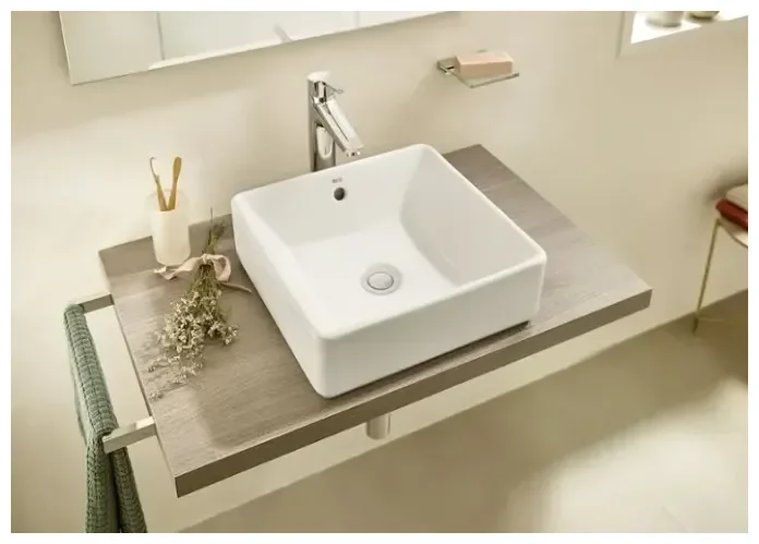 Roca Square A3270ML000 – Lavabo Sobre Encimera, Blanco, 39 cm