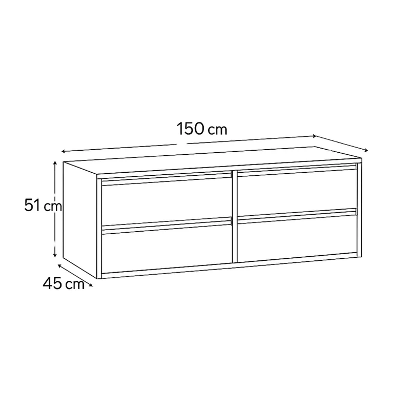 Mueble de baño con 4 cajones - Fien - Roble - 150 cm
