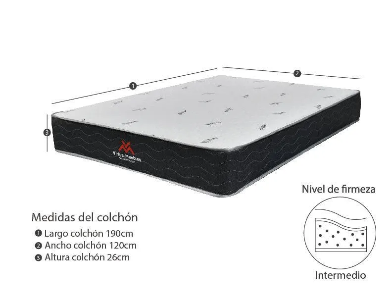 Combo Tobit de Cama y Colchón Semidoble para Habitación