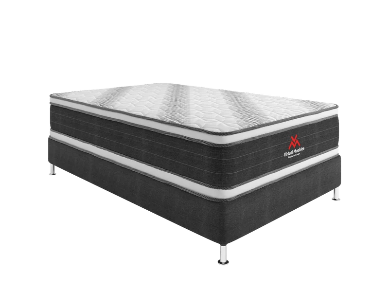 Combo para Habitación Jiang, Incluye Base Cama Semidoble, Colchón y Protector