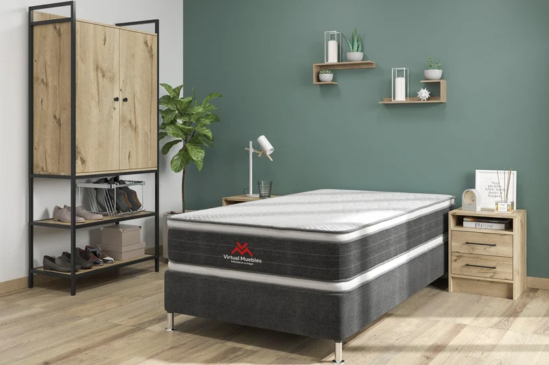 Combo para Habitación Acis, Incluye Base Cama Sencilla, Colchón y Protector
