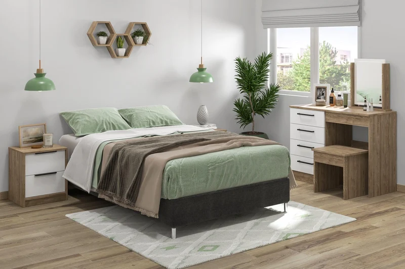 Combo Omega de Cama y Colchón Semidoble para Habitación con Protector