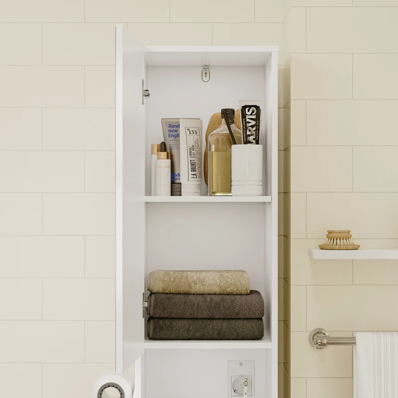 SoBuy BZR240-E-W Mueble Columna de Baño Alto y Estrecho Blanco 30x30x180.5 cm