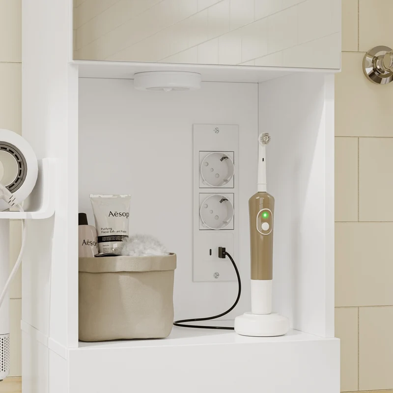 SoBuy BZR240-E-W Mueble Columna de Baño Alto y Estrecho Blanco 30x30x180.5 cm