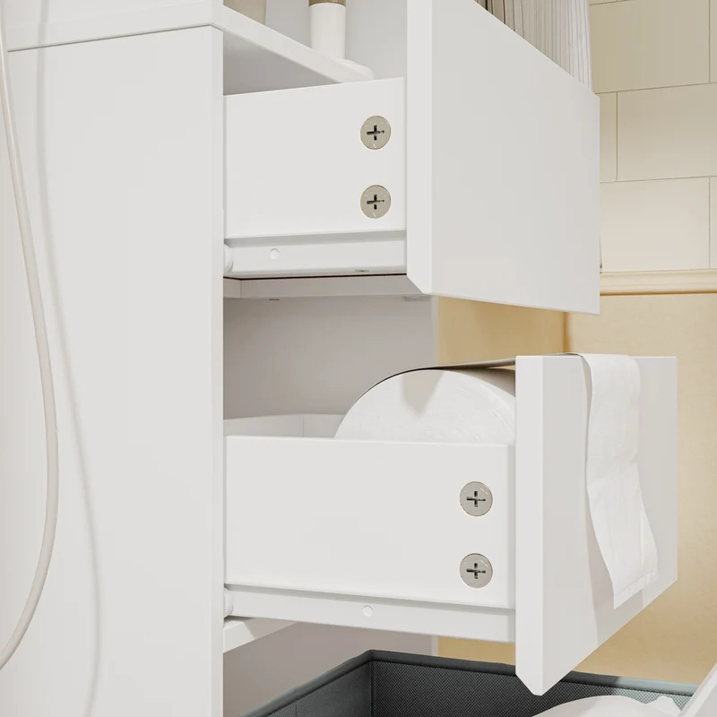 SoBuy BZR240-E-W Mueble Columna de Baño Alto y Estrecho Blanco 30x30x180.5 cm