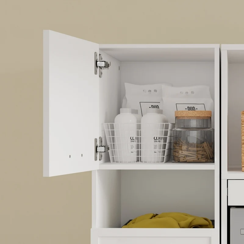 SoBuy BZR232-W Armario Multiusos de Baño Blanco Mueble Lavadero Alto y Estrecho 60x40x186.4 cm