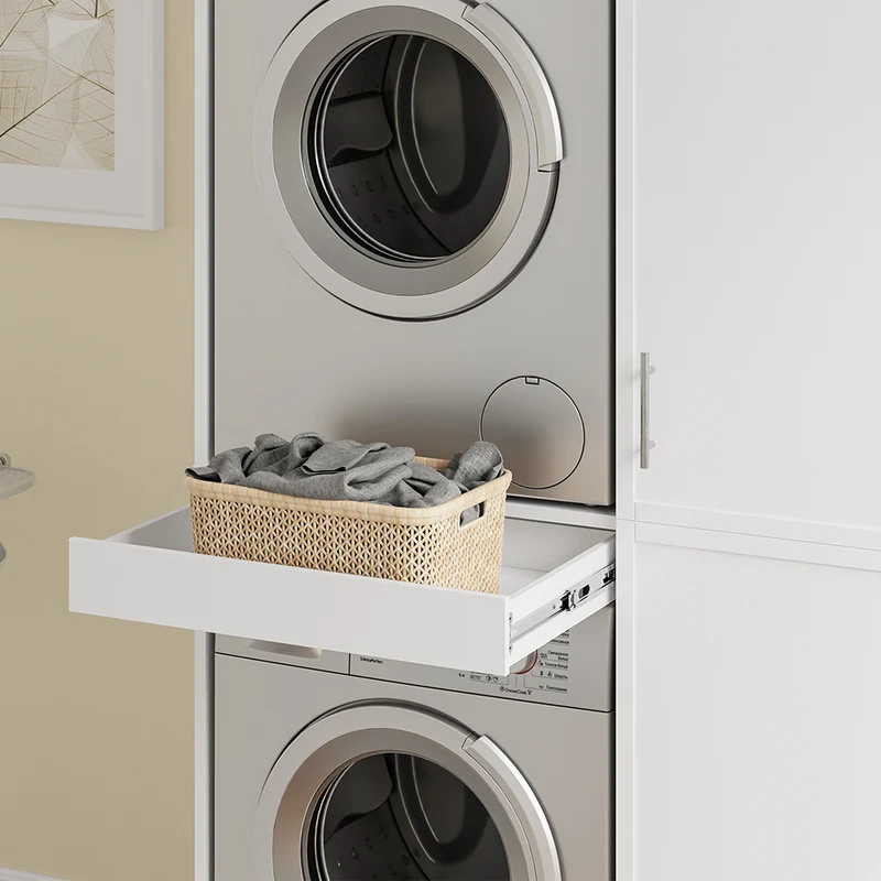 SoBuy BZR231-W Mueble torre para lavadora y secadora apilables Blanco 110x66x186 cm