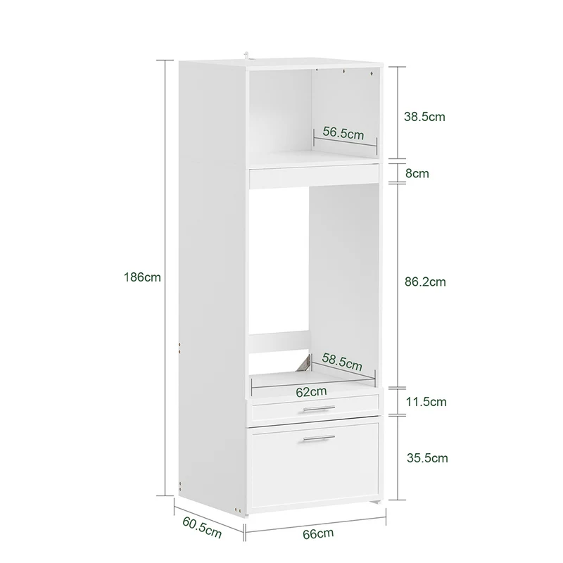 SoBuy BZR230-W Mueble para lavadora y secadora con puertas Blanco 66x60.5x186 cm