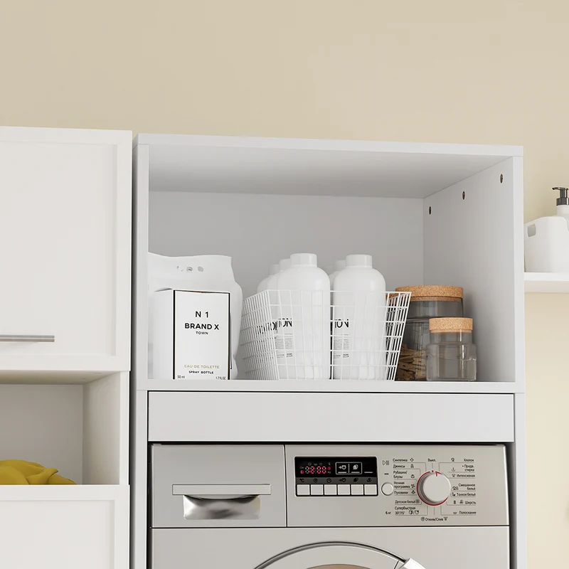 SoBuy BZR230-W Mueble para lavadora y secadora con puertas Blanco 66x60.5x186 cm