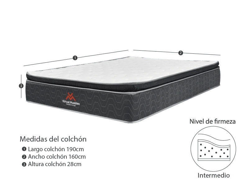 Combo Atlantis de Cama y Colchón Queen para Habitación