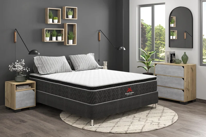 Combo Atlantis de Cama y Colchón Queen para Habitación
