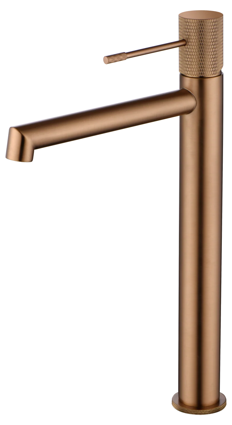 Grifería Monomando Lavabo Alto Line Oro Rosa Cepillado - Imex