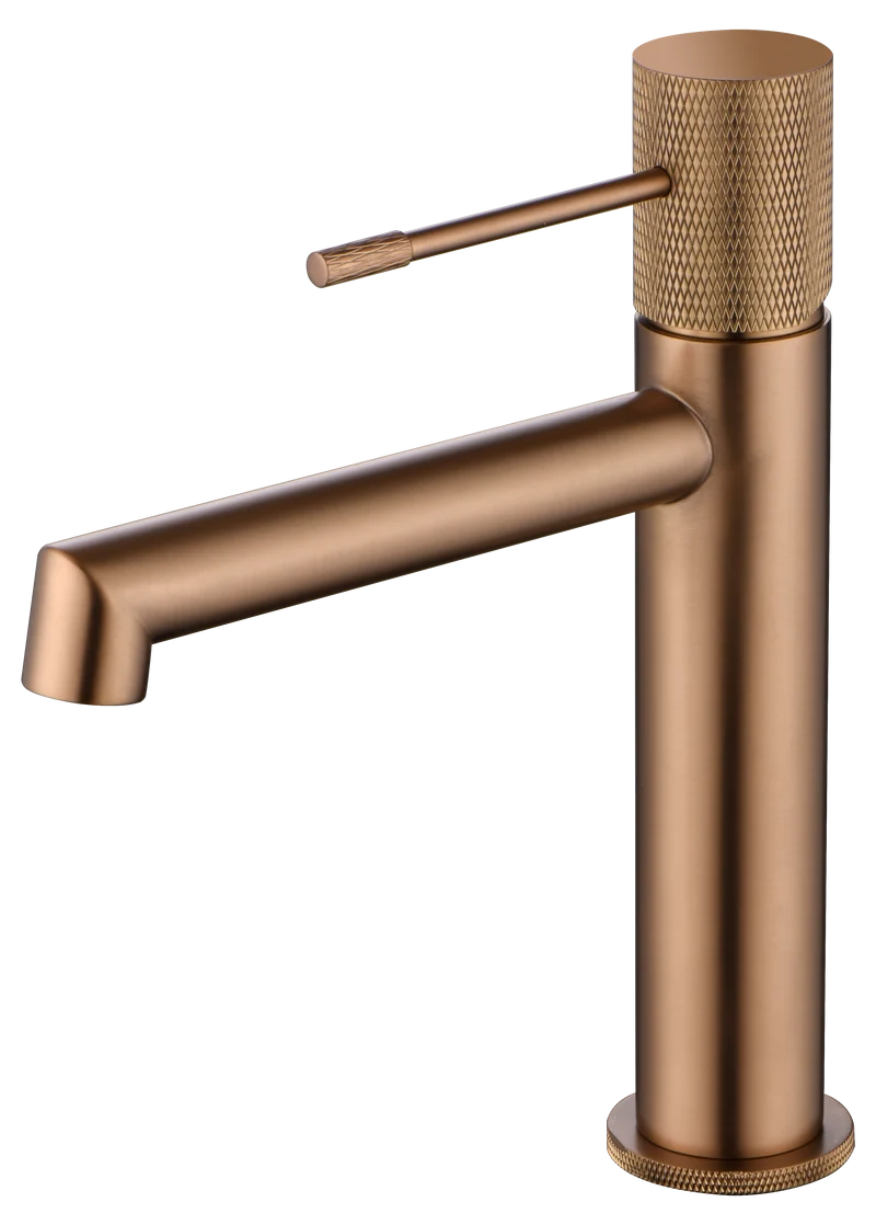 Grifería Monomando Lavabo Line Oro Rosa Cepillado - Imex