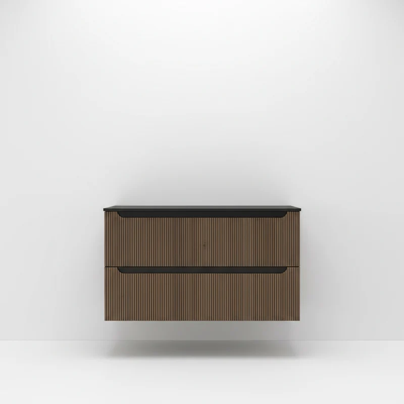 Mueble Auxiliar Baño Suspendido Kimono 2 Cajones Acabado Roble - Fabricación Española | Maderó Atelier