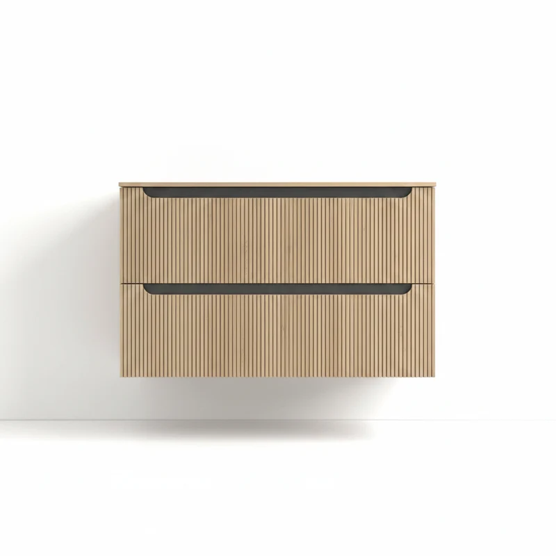 Mueble Auxiliar Baño Suspendido Kimono 2 Cajones Acabado Roble - Fabricación Española | Maderó Atelier