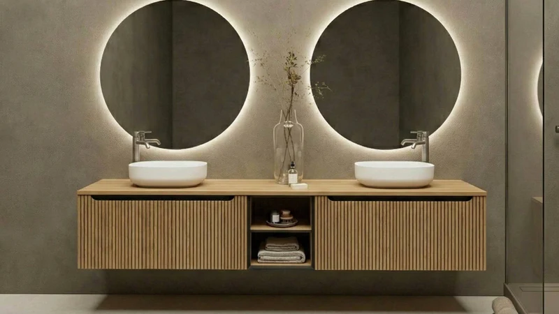 Mueble Portalavabo Suspendido Kimono 1 Cajón Acabado Roble - Fabricación Española | Maderó Atelier