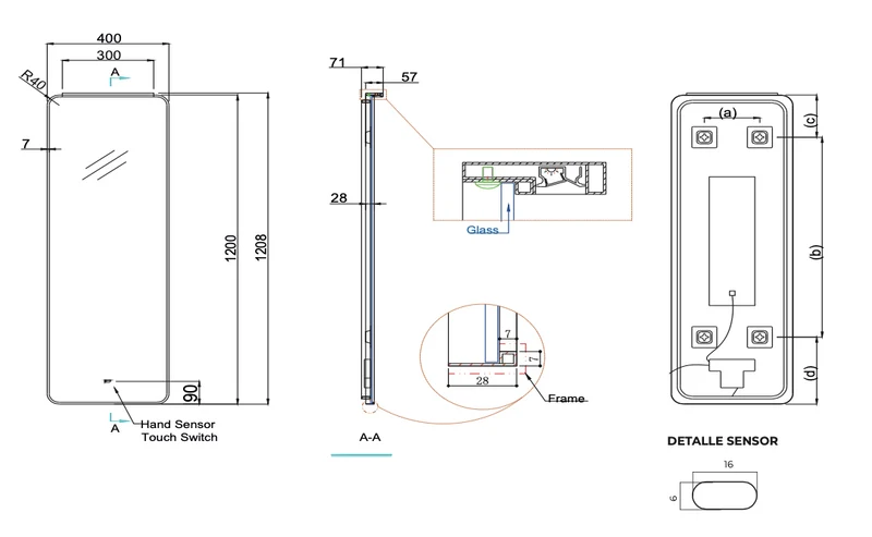 Espejo Rectangular LED con Luz en Marco y Antivaho – Palermo de Ledimex