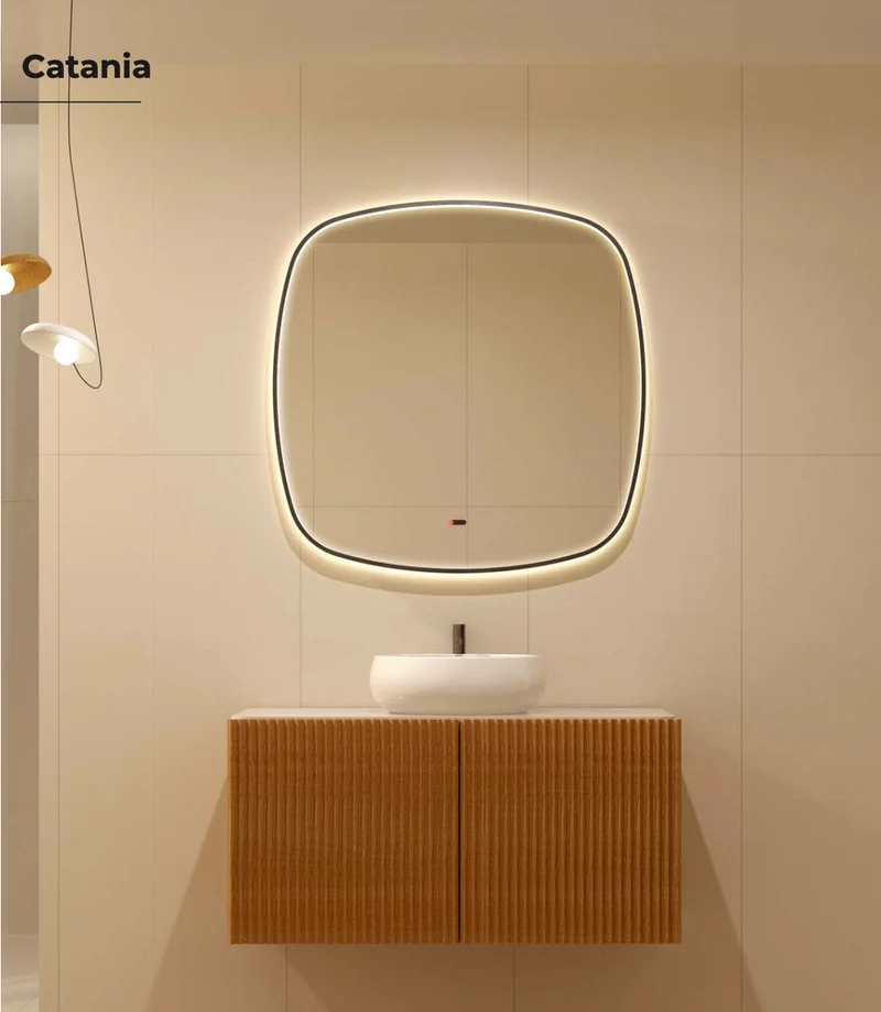Espejo LED Baño Cuadrado Catania | Bordes Redondeados | Ledimex