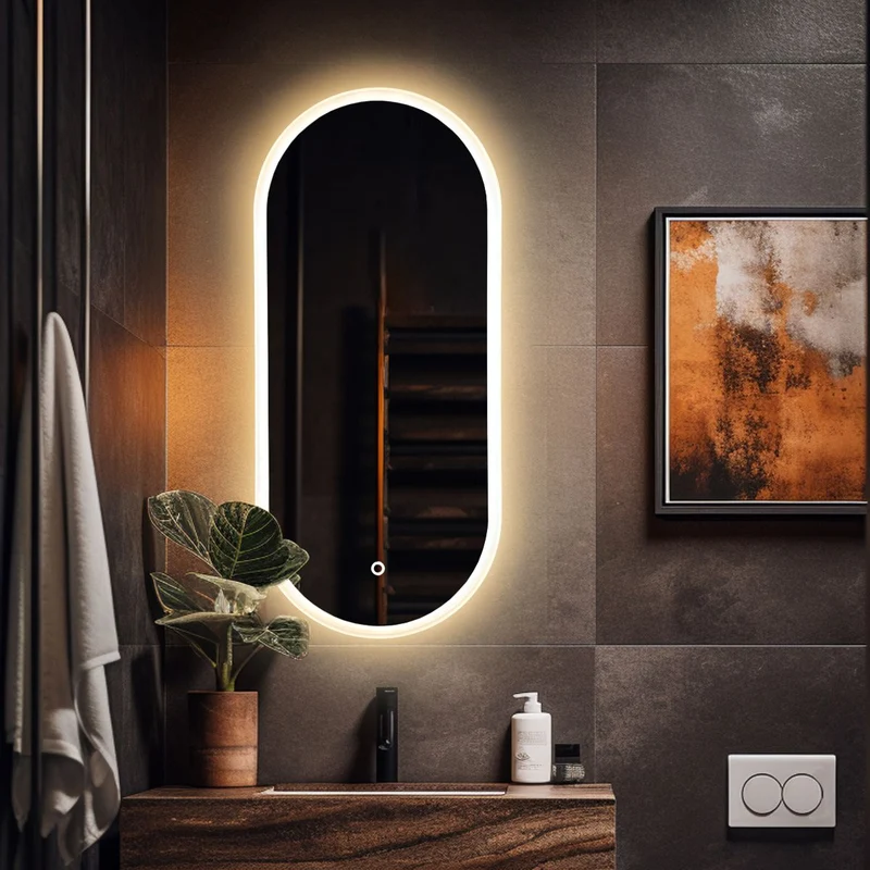 Pill oval LED mirror with front lighting 315x700mm