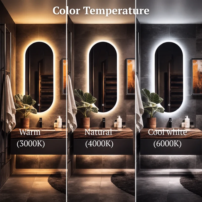 Pill oval LED mirror with front lighting 450x1000mm