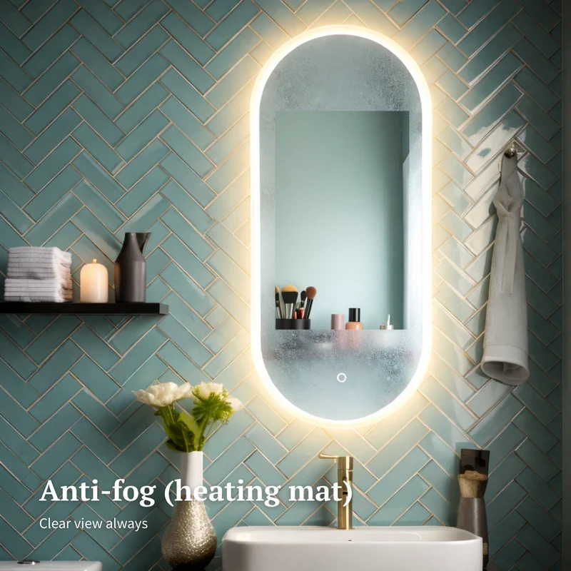 Pill oval LED mirror with front lighting 450x1000mm