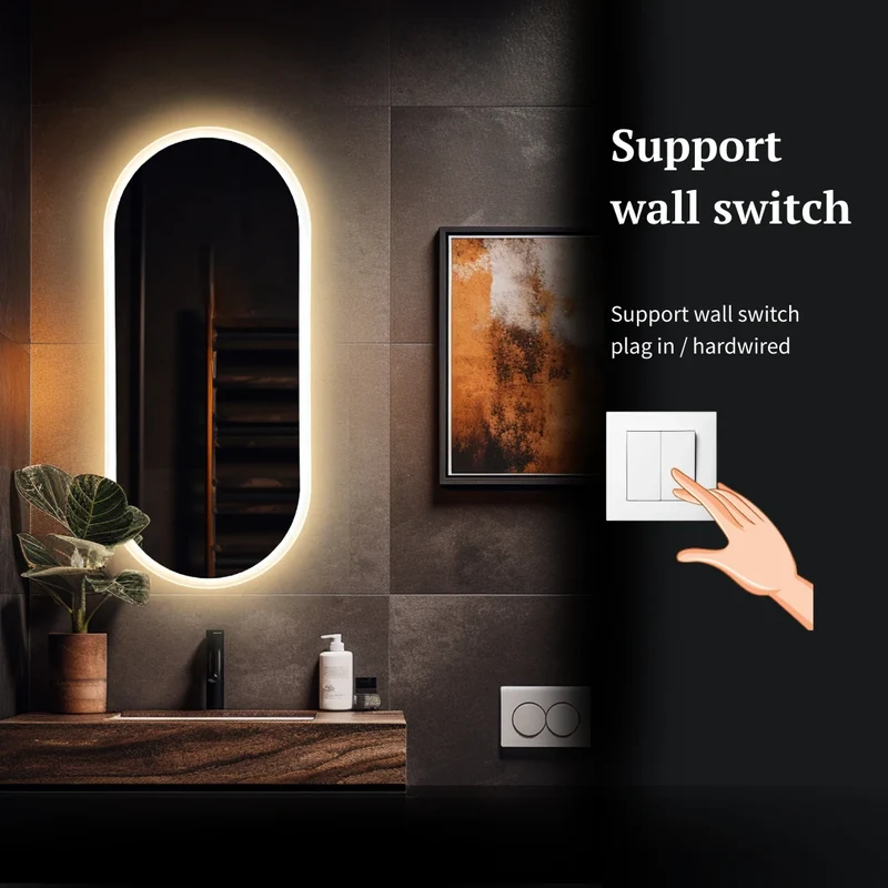 Pill oval LED mirror with front lighting 450x1000mm
