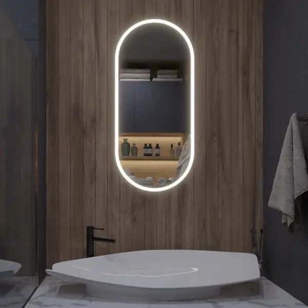 Pill oval LED mirror with front lighting 450x1000mm