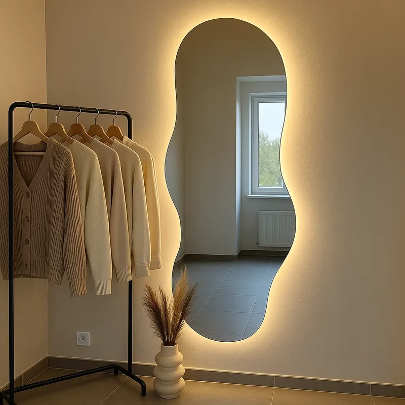 Cloud-shape LED mirror with rear lighting
