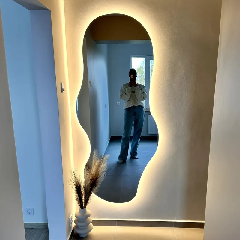 Cloud-shape LED mirror with rear lighting