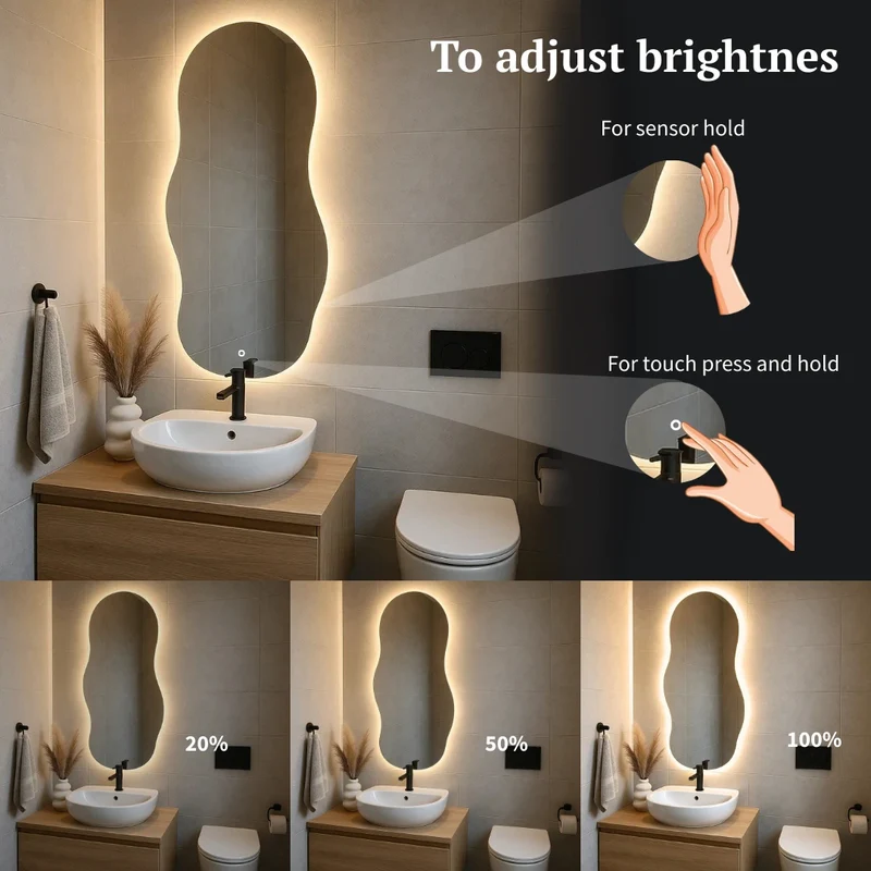 Cloud-shape LED mirror with rear lighting