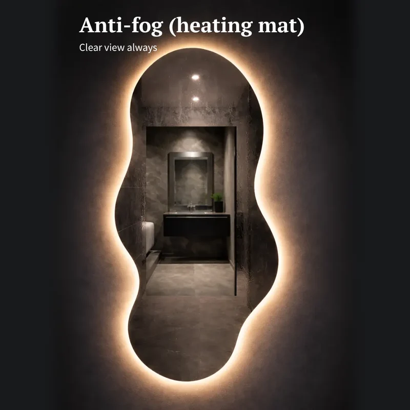 Cloud-shape LED mirror with rear lighting