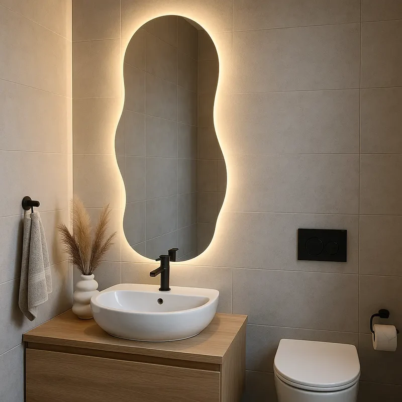 Cloud-shape LED mirror with rear lighting