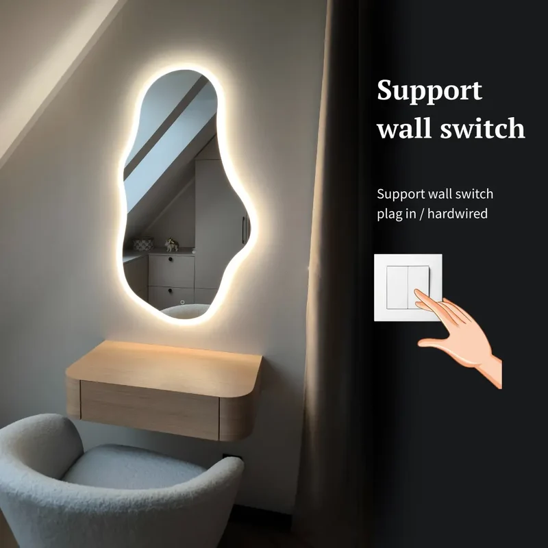 Cloud-shape LED mirror with front lighting