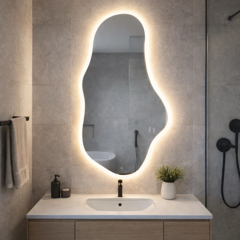 Cloud-shape LED mirror with front lighting