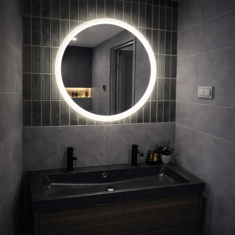 Round LED mirror with front lighting Ø 900mm