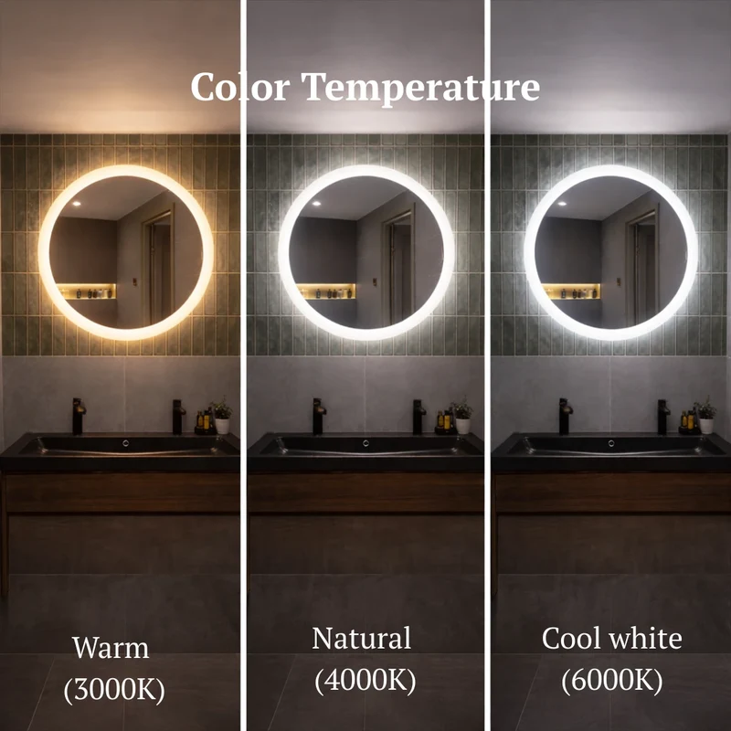 Round LED mirror with front lighting Ø 700 mm