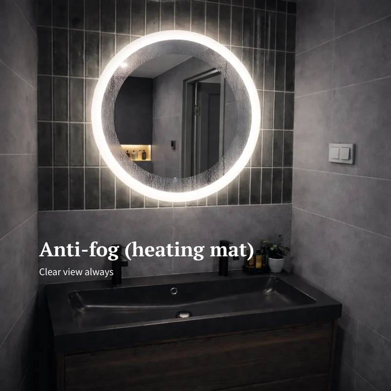 Round LED mirror with front lighting Ø 700 mm