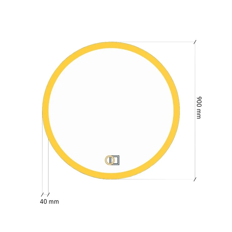 Round LED mirror with front lighting Ø 900mm