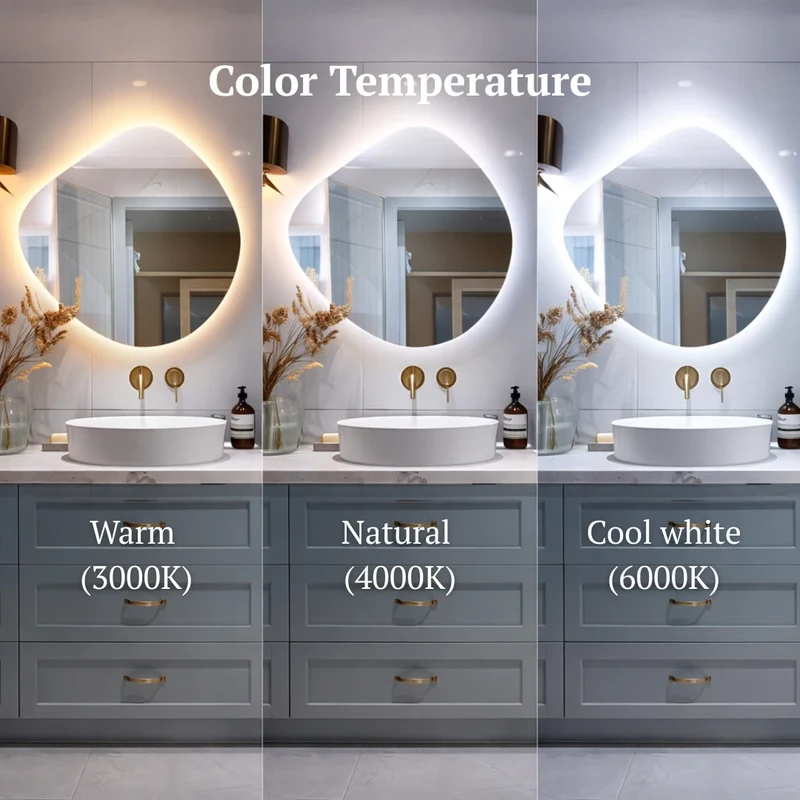 Asymmetrical LED mirror with rear lighting 740x790mm