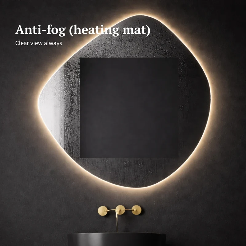 Asymmetrical LED mirror with rear lighting 740x790mm